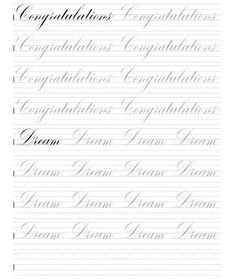 the cursive writing technique used to write congratulationss