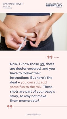 a woman holding a baby in her stomach with the caption'now, i know those ive shots are doctor - ordered, and you have to follow their instructions