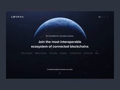 an image of the earth with text that reads, join the most interoperable ecosytem of connected blockchains