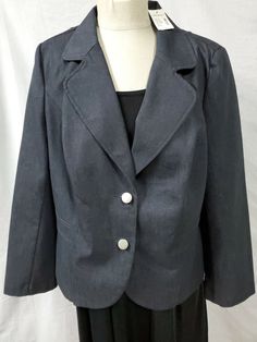 Lane Bryant Blue Denim Blazer Size 18 2 Button Career Wear New Black Velvet Blazer, Lightweight Blazer, Single Button Blazer, Silver Button, Denim Blazer, Red Blazer, Career Wear, Striped Blazer, Plaid Blazer