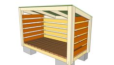 a wooden bed frame is shown with wood slats on the bottom and bottom sides