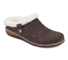 Offering supreme comfort with an easy-going vibe, these slip-on clogs combine a cozy faux fur lining with a laid-back cork footbed to create a low-key look that you'll love to wear again and again. From Earth Brands Footwear. Comfy Clogs With Cushioned Footbed, Comfortable Winter Clogs With Textured Footbed, Cozy Slip-on Clogs With Textured Footbed, Comfortable Clogs With Textured Footbed For Winter, Comfy Slip-on Winter Clogs, Comfortable Winter Slip-on Clogs, Comfortable Mules With Leather Footbed For Winter, Comfortable Slip-on Clogs With Faux Fur Lining, Comfortable Winter Clogs With Removable Insole