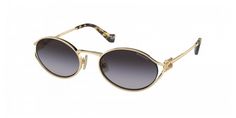 MIU MIU MU 52YS PALE GOLD Elegant Miu Miu Sunglasses With Glass Lenses, Miu Miu Sunglasses With Tinted Glass Lenses, Miu Miu Elegant Gold Sunglasses, Miu Miu Gold Sunglasses With Tinted Lenses, Luxury Miu Miu Tinted Sunglasses, Glasses Sunglasses, Eyewear Womens, Pale Gold, Contact Lenses