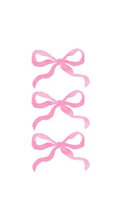 three pink ribbons tied together on a white background