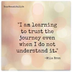 a quote that says i am learning to trust the journey even when i do not understand it