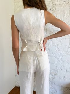 The Vest - Ivory Linen – SCOUT GOODS Formal Work Wear, Wedding Vest, Tailored Vest, Office Workwear, Summer Vest, Trendy Dress Outfits, Navy Linen, Summer Linen, Business Formal