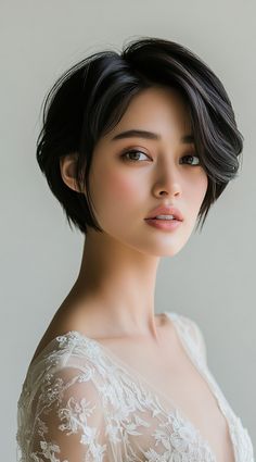 37 Formal Hairstyles for Short Hair: Elegant and Chic Ideas for Any Occasion | LooksNiceOnMe Old Hollywood Hairstyles Short, Short Haircut For Diamond Face, Short Girls Haircut, Short Hair Elegant, Short Side Part, Haircut Asian, Formal Hairstyle, Old Hollywood Hair, Event Hairstyles