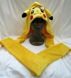 Pokemon Pikachu Snood Hat Yellow Plush Anime Hat Beanie with hand warmers-New! 887439376414 | eBay Pokemon Purse, Anime Hats, Play Outfit, Pokemon Pikachu, Travel Brand, Beanie Cap, Halloween Items, Hat Beanie, Boys Accessories