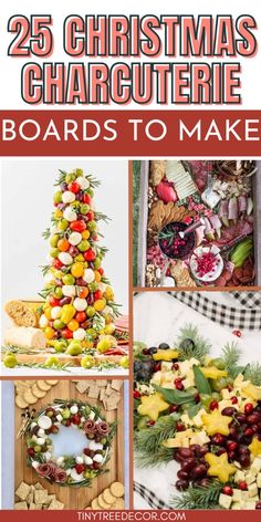 christmas decorations and crafts are featured in this collage with the words 25 christmas charlotte boards to make