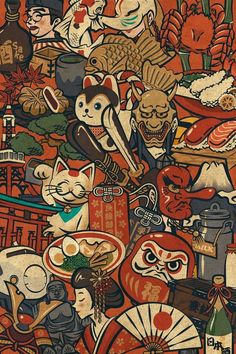 Japanese Culture Wallpaper, Culture Wallpaper, معرض فني, Japan Illustration, Japanese Artwork, Japanese Illustration, Japon Illustration