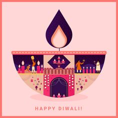 a diwali with candles and people on it