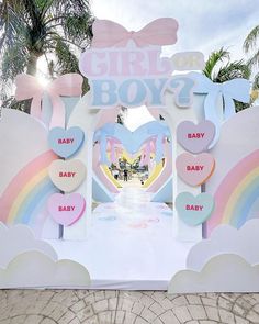 Instagram photo by Diseño y Decoracion de Eventos • 3 March 2024 at 02:01 Luxury Gender Reveal Ideas, Heaven Decorations, Ideas De Baby Shower Decoracion, World Party Theme, Passage Decor, Valentines Gender Reveal, Heart Backdrop, Gender Reveal Backdrop, Surprise Birthday Decorations