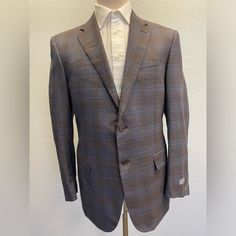 Canali Made In Italy Subtle Check Print Wool Sports Jacket Retail $1695 -Single Breasted -Notch Lapel -Lower Flap Pockets -Upper Welt Pocket -Double Vent Back -Fully Lined -Surgeon Cuffs (All Buttons Provided) Size 54 L Us 44 L 100% Wool Color Multi Earth Tones (Brown) Condition New With Tags Approx. Measurements: Shoulders 19 1/2” Chest 44” Length 31 1/2” Sleeve 36” Measured From Center Of Collar Sleeve Measured From Shoulder Seam 26” 3-1244.5x93 Luxury Tailored Brown Sport Coat, Luxury Brown Sport Coat For Formal Occasions, Luxury Fitted Brown Sport Coat, Custom Fit Single Breasted Brown Blazer, Luxury Brown Sport Coat For Business Casual, Luxury Brown Sport Coat With Suit Collar, Luxury Brown Single Breasted Suit, Luxury Brown Sport Coat For Business, Luxury Brown Business Sport Coat