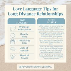 Many of you have asked about long-distance relationships. It is not unusual for couples to have been separated by distance while actively trying to show love. When we are distant, there is an opportunity to be more intentional with our love. We need to give MORE thought to how the other person might feel our… Long Distance Affirmation, Physical Touch Love Language Long Distance, Long Distance Love Language, 30 Days Long Distance Relationship Challenge, Long Distance Relationship Psychology, Tips For Long Distance Relationships, Online Date Ideas Long Distance, Online Date Ideas, Long Distance Tips