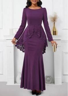 Color:Dark Reddish Purple;Size:S;Size:M;Size:L;Size:XXL;Package Contents:1 X Dress;Occasion:Other;Style:Bohemian; Elegant Purple Bodycon Dress For Fall, Fitted Purple Mermaid Dress, Maxi Dresses With Sleeves, Elegant Dresses Plus Size, Church Suits And Hats, Reddish Purple, Latest Dress For Women, Ankara Dress Styles, Maxi Bodycon Dress