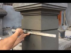 Awesome Sand And Cement | How to Build Creative For Column Correctly - YouTube Boundary Pillar Design, Pillar Plastering Design, Front Gate Piller Design, Plastering Walls Ideas Exterior, Concrete Pillars Ideas, Concrete Column Design Exterior, Plaster Design On Exterior Wall, Column Design Exterior Architecture, House Wall Design Exterior