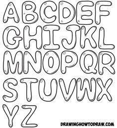 the alphabet is drawn in black and white