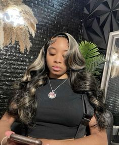 Side Part Wig With Highlights, Highlighted Wig Hairstyles, Highlight Wig Hairstyles, Style Lace Front Wig, Diy Hairstyle, Highlight Wig