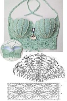 a crocheted bralet with an intricate pattern and instructions to make the bra