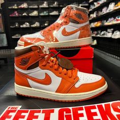 Air Jordan 1 High Og Star Fish Size 8.5 Men Shoes Women Size 10 = Men Size 8.5 100% Authentic You Can Also Shop In Store Downtown Cleveland, Oh At The Feet Geeks Inside Tower City Center Orange High-top Sneakers With Boost Midsole For Streetwear, Orange Leather Basketball Shoes For Streetwear, Orange Leather Basketball Shoes With Laces, Sporty Orange High-top Jordan Shoes, Orange Leather Sneakers With Boost Midsole, Orange Leather Sneakers With Laces, Orange Leather Jordan Sports Shoes, Orange Sneakers With Boost Midsole And Round Toe, Orange Sneakers With Boost Midsole