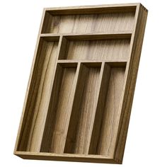 an empty wooden shelf with three compartments