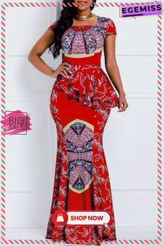 Red Fashion Casual Print Patchwork O Neck Short Sleeve Dress Dresses Spring Red Patchwork Maxi Dress, Red Printed V-neck Maxi Dress, Spring V-neck Patchwork Maxi Dress, Red V-neck Boho Print Dresses, Red V-neck Kaftan With Vibrant Print, African Design Dresses, African Design, Red Fashion, Women's Fashion Dresses