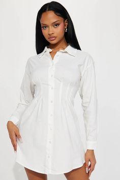 Madelyn Shirt Mini Dress - Off White | Fashion Nova, Dresses | Fashion Nova Off White Shirt, Off White Fashion, Shirt Mini Dress, Mini Dress Long Sleeve, Mini Shirt Dress, White Fashion, Matching Dresses, Mini Black Dress, White Shirt