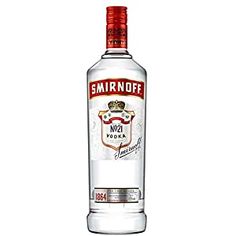 a bottle of smirnoff vodka on a white background