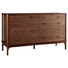 the chest of drawers is made from wood and has five drawers on each side, with two