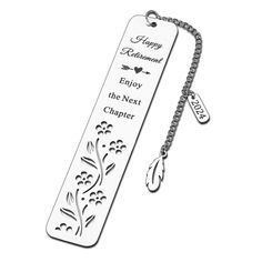 a white bookmark with the words happy retirement and enjoy the next charter on it