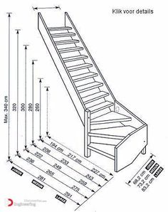 a drawing of a stair bed with measurements