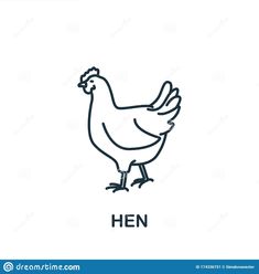 a chicken with the word hen on it's back and an outline of its head