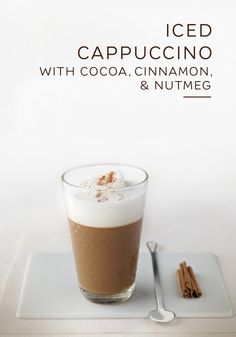 an iced cappuccino with cocoa, cinnamon and nutmeg