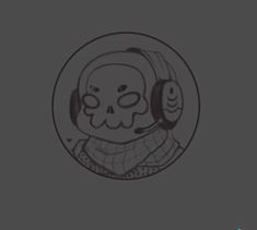 a drawing of a skull wearing headphones