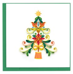 a christmas card with an ornament shaped like a tree on it's side