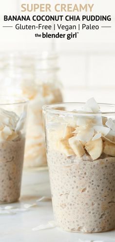 banana coconut chia pudding in a glass jar