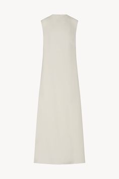 Loic Dress White in Silk – The Row Elegant White Silk Sleeveless Dress, Elegant Silk A-line Sleeveless Dress, Sleek Sleeveless Maxi Dress For Wedding, Sleek Sleeveless Wedding Maxi Dress, Elegant Bias Cut Maxi Dress For Daywear, Elegant Sleeveless Fluid Dress, Silk A-line Maxi Dress With Bias Cut, Silk Crepe Sleeveless Evening Dress, Elegant Sleeveless Silk Dress For Daywear