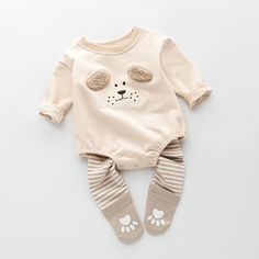 Beige Romper Set / 6M Cartoon Puppy Baby Romper Newborn Sleep Clothes, Baby Teddy Bear Outfit, Newborn Bear Outfit, Baby Bear Outfit, Baby Trends, Cartoon Puppy, Puppy Baby, Cozy Life, Crafted Bag