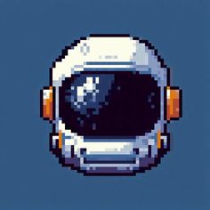 an image of a pixelated spaceman's helmet with headphones on it