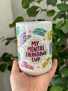 Mental Breakdown cup/mug Did you know that of the 50,000 thoughts we have every day, 80% of them are negative and reside in the subconscious? Positive affirmations can transform your thoughts so you can create the reality you want. Great gift idea for a social worker , counselor, therapist etc! Anyone going through a difficult time in their life, this mug is a great mug to make you or a special someone get through their tough times and know that it will be ok! 11oz ceramic mug The Perfect mug fo Mugs For Office, Motivational Gifts For Women, Adulting Mug, Tumblers Best Friends, Gifts For Therapist, Funny Mug Sayings, Mug Ideas, Social Worker, Tough Times