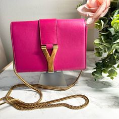 Beautiful Saint Laurent Calfskin Mini Y Ligne Crossbody Pochette Bag Fuchsia Overall Excellent Condition, Minimal Signs Of Wear (Some Scratches As Shown On The Photos) Color: Fuchsia / Hot Pink Size: 6.7” X 5” Saint Laurent Bags, Yves Saint Laurent Bags, Color Fuchsia, Photo Colour, Phone Bag, Yves Saint Laurent, Calf Skin, Hot Pink, Saint Laurent