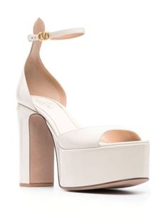 Valentino Garavani 120mm Platform Sandals - Farfetch Leather Western Boots, Light Beige, Western Boots, Valentino Garavani, Platform Sandals, Calf Leather, Block Heels, Ankle Strap, Open Toe