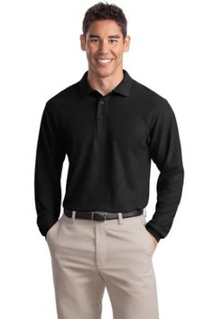 A favorite for years, our Unisex Silk Touch polo is soft, supple and easy to care for. The silky smooth pique knit resists wrinkles while the classic long sleeve style looks great on everyone. | 5-ounce, 65/35 poly/cotton pique Flat knit collar and cuffs Double-needle armhole seams and hem 3-button placket Metal buttons with dyed-to-match plastic rims Side vents. Price includes Left chest embroidery of Veritas Christian School Logo. All logos will be sewn with a coordinating thread color of whit Fitted Long Sleeve Polo Shirt For Formal Occasions, Classic Long Sleeve Solid Polo Shirt, Newborn Layette, Laser Engraved Leather, School Store, Plaid Dog Bandana, Long Sleeve Style, Christian School, Baby Bloomers