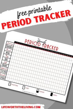 a printable period tracker is shown with the words free printable period tracker on it