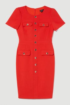 Utility Midi Dress Notes Style, Karen Millen, Pencil Dress, Sleeve Detail, Fashion Face, Dress Collection, Click Here, Designer Dresses, Pencil