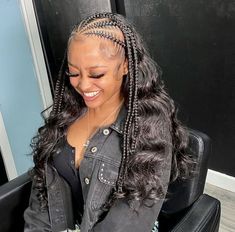 Braids With Hair Left Out In The Back, Fulani Braids With Body Wave, Braids Im Front Weave In Back, Fulani Braids With Leave Out, Frontal Braid Hairstyles, Braids With Sew In, Fulani Quick Weave, Fulani Sew In, Half Weave Half Braids