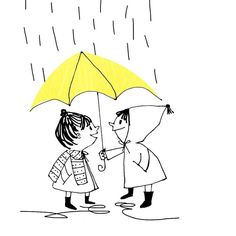 Sharing Umbrella Drawing, Sharing Umbrella, Kindness Drawing, Pen Line Drawing, Umbrella In The Rain, Umbrella Drawing, Umbrella Illustration, Cute Umbrellas, Story Books Illustrations