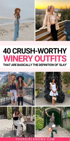 Ready to plan your next winery adventure but not sure what to wear? We've got you covered with 40 crush-worthy winery outfits ideas perfect for a day of swirling, sipping, and stylish posing! Outfits For Winery Fall, Bachelorette Winery Outfit, Winery Outfit Fall Wine Tasting, Winery Outfit Fall, Wine Tasting Outfit Summer, Summer Wineries Outfit