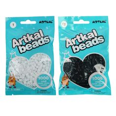 two bags of artkal beads are shown