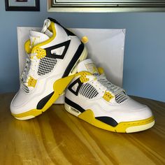 For Sale Is A Pair Of New In Box Nike Air Jordan 4 Womens ‘Vivid Sulfur’. Size 8 Womens Or 6.5 Men’s. Flawless Condition. Yellow Air Jordan 4 Lace-up For Streetwear, Sporty Yellow High-top Air Jordan 4, Yellow Jordan Shoes With Cushioned Footbed For Sports, Yellow Lace-up Air Jordan 4 For Streetwear, Yellow Air Jordan 4 Sporty Shoes With Branded Insole, Yellow Air Jordan 4 Lace-up Sports Shoes, Air Jordan 4 Yellow With Cushioned Footbed, Yellow Air Jordan 4 Cushioned For Streetwear, Yellow Air Jordan 4 With Cushioned Footbed